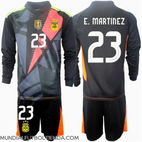 Camiseta Argentina Emiliano Martinez #23 Portero Primera Equipación Replica Copa America 2024 para niños mangas largas (+ Pantalones cortos)
